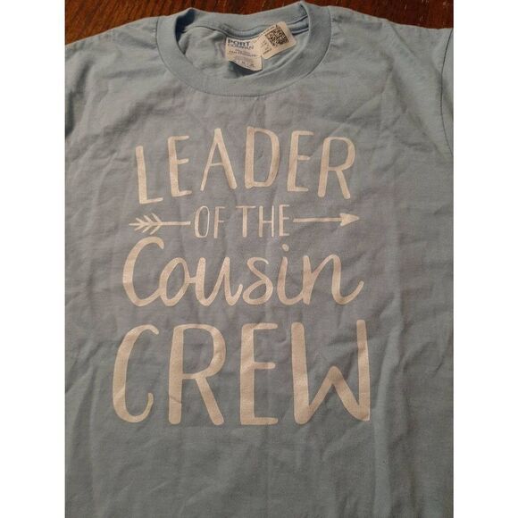 New Youth Medium Leader of the Cousin Crew Short Sleeve Tee T-Shirt Top Blue - Picture 2 of 4